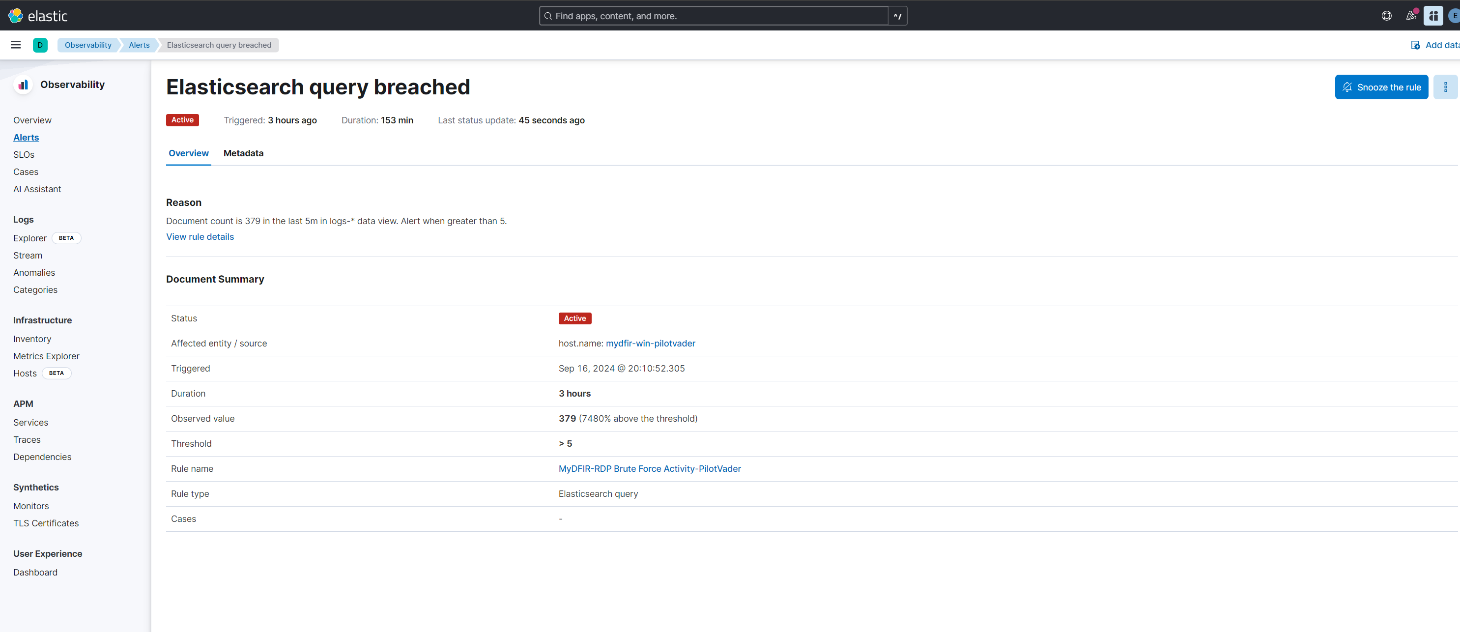Elasticsearch Query for Breached Attempts