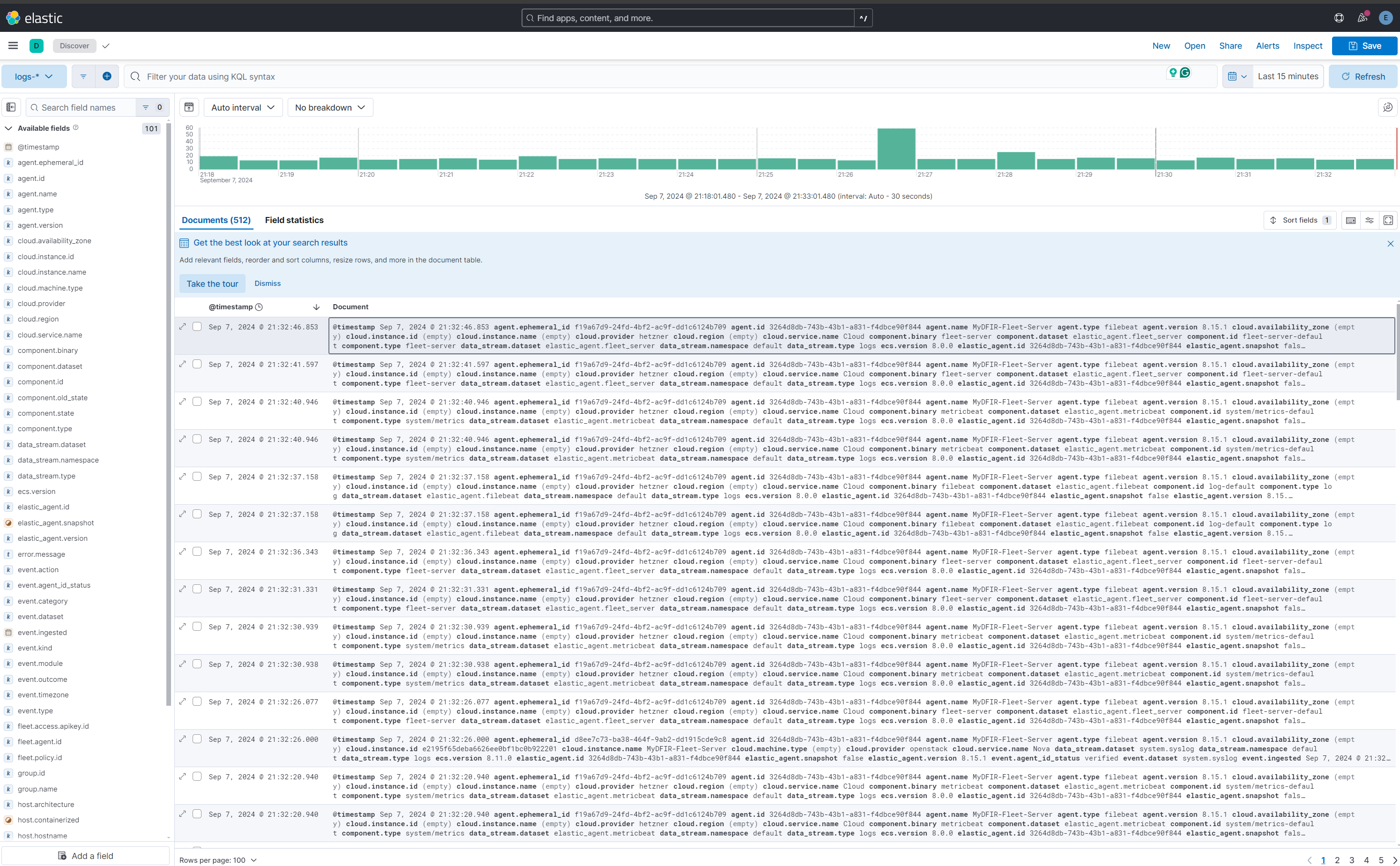 Logs Captured from Elastic GUI